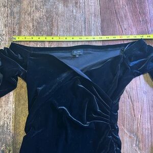 Bardot black velvet off shoulder mini dress